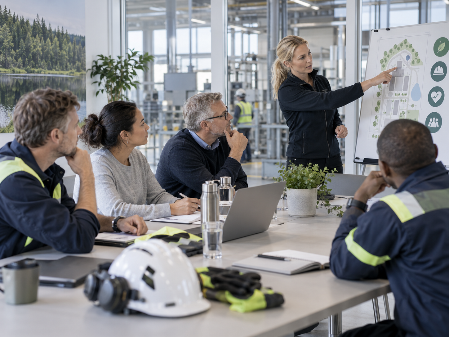 Ledare i ett coachande samtal med sitt team